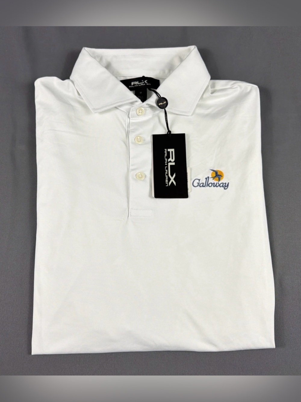 RLX Ralph Lauren Golf Shirt Polo Chest Logo LS Medium White Polyester MSRP $120